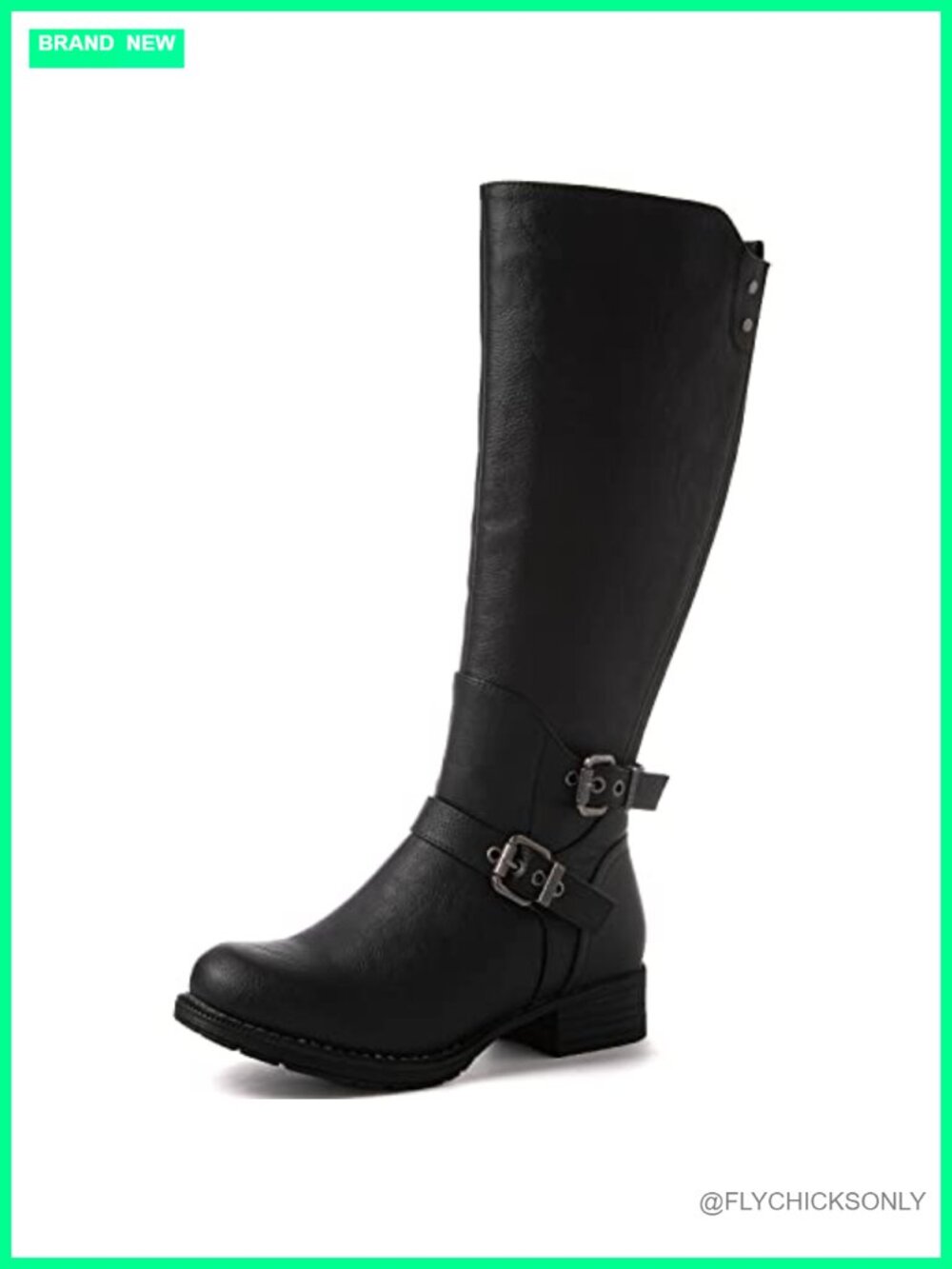Women's Knee High Riding Boots Faux Leather Low Heel Zip Up